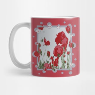 Artistic Botanical Red Poppies With Fun Border Mug